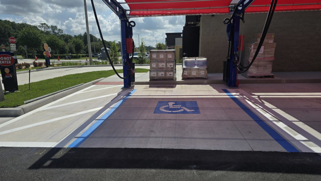 Line Striping Work for Big Dan's Car Wash in Tampa, FL