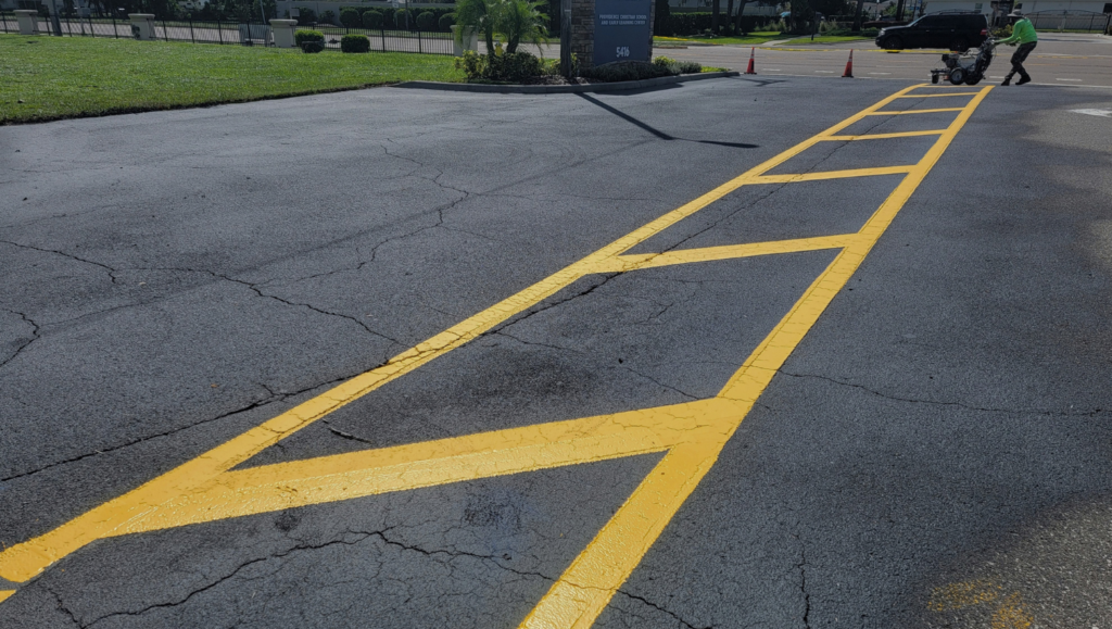 Line Striping Lane for Providence Baptist Church in Riverview, FL