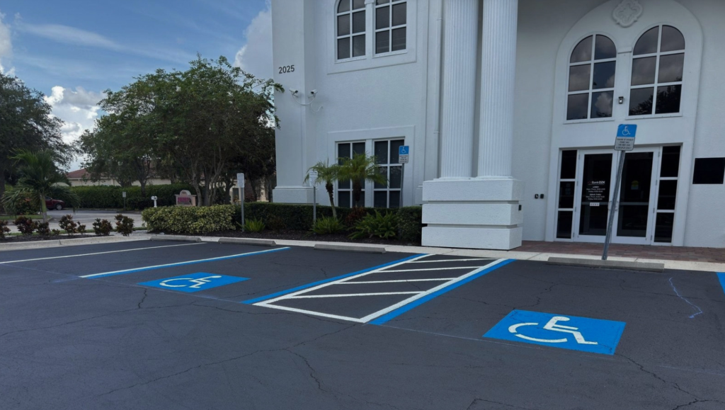 Line Striping Maintenance for Ozark Bank in Bradenton, FL