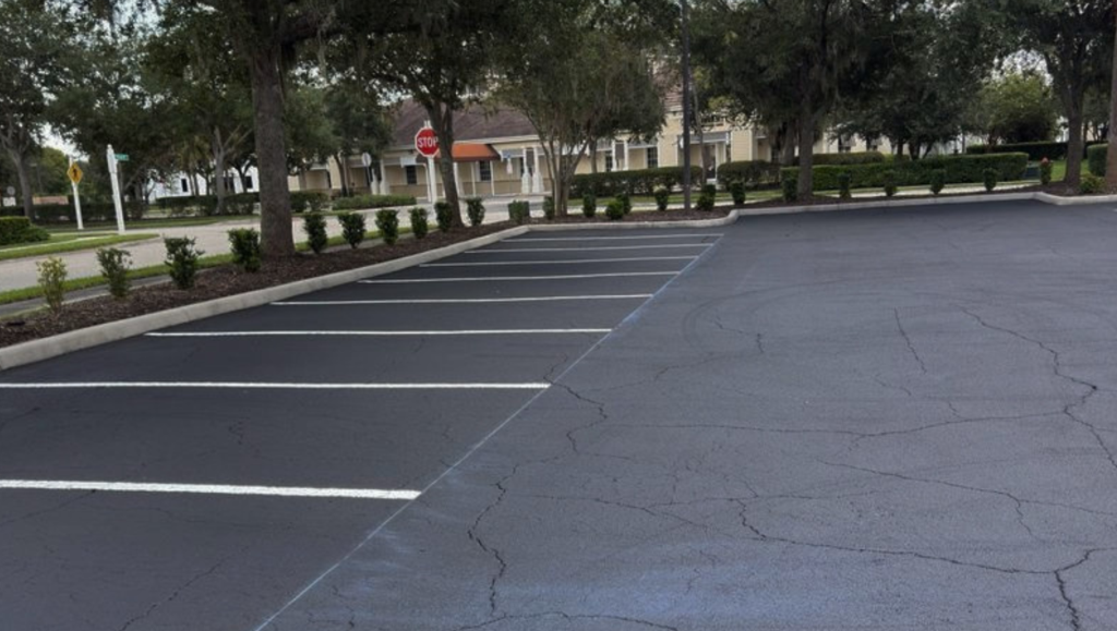 Line Striping Project for Ozark Bank in Bradenton, FL