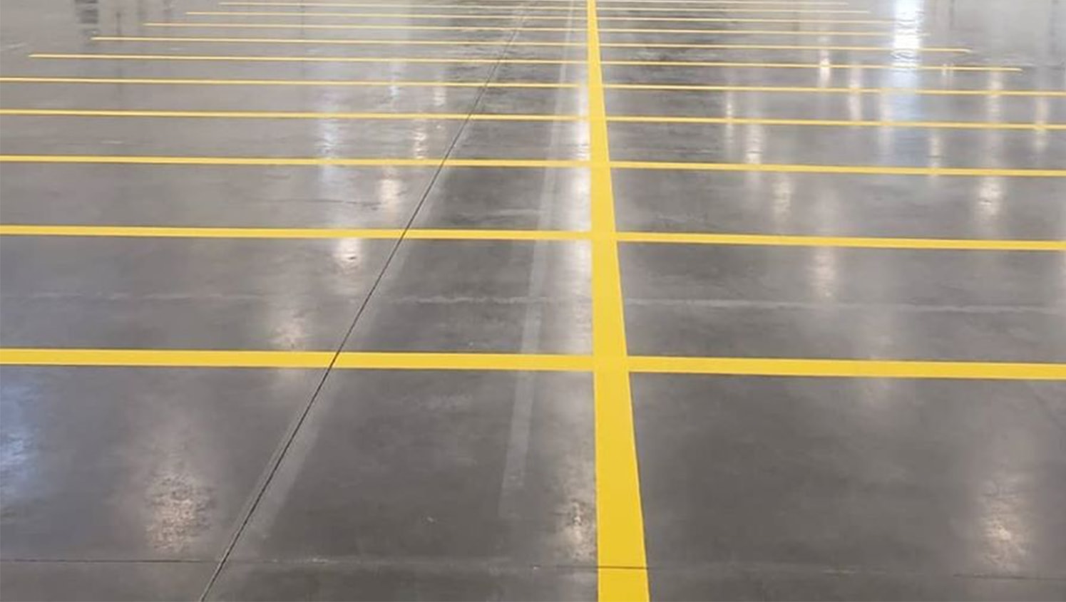 close up of warehouse striping project