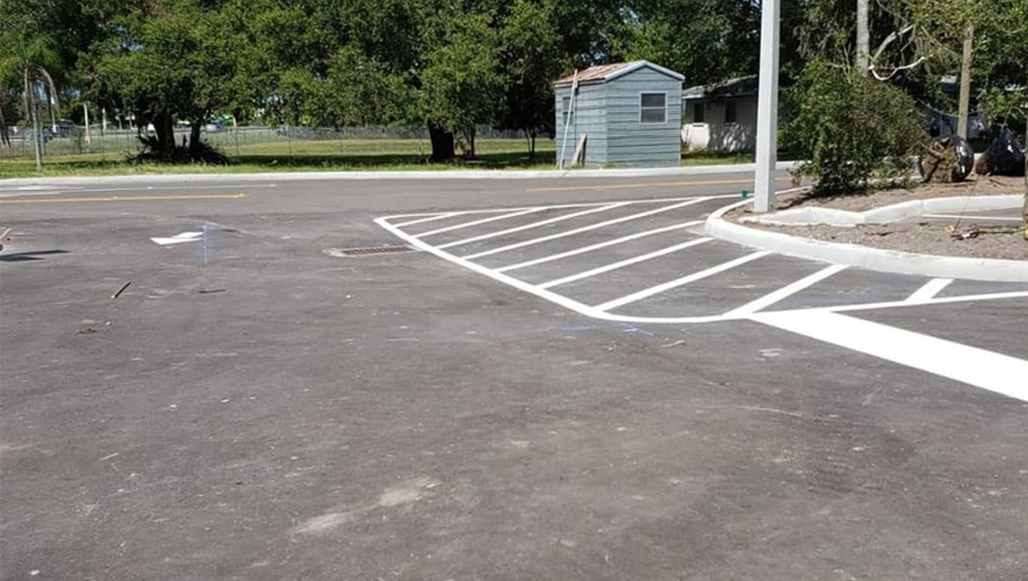 no parking zone painted in fast food parking lot in tampa