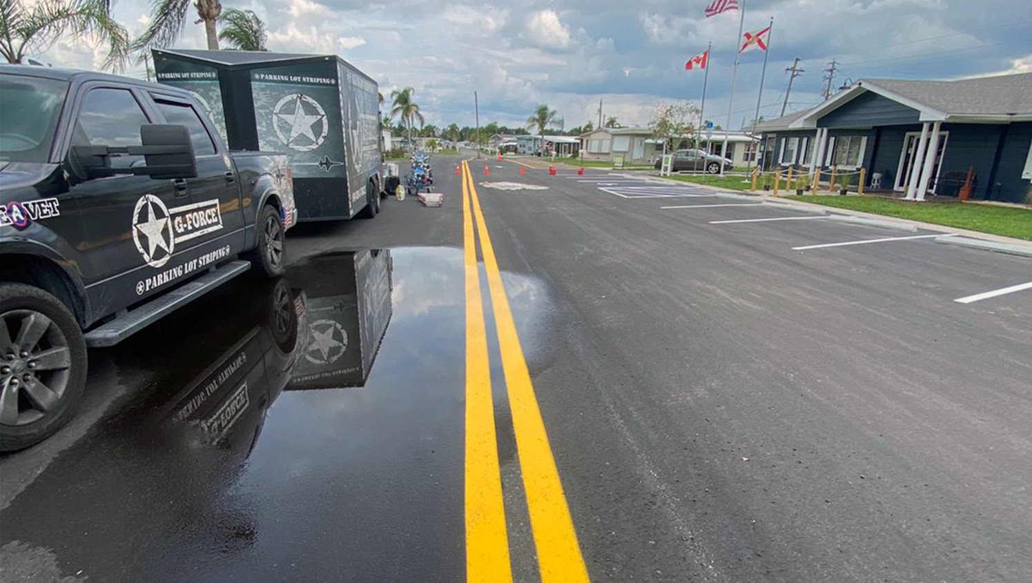 new parking lot line striping at American Asphalt Paving in Winter Haven, FL