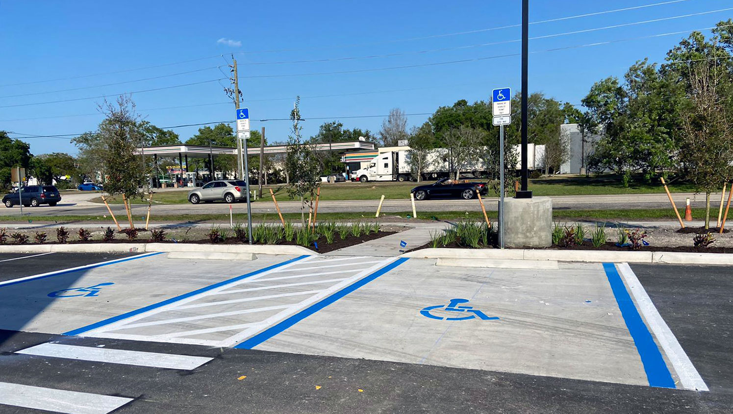 ADA-compliant handicap parking stall in Sarasota parking lot