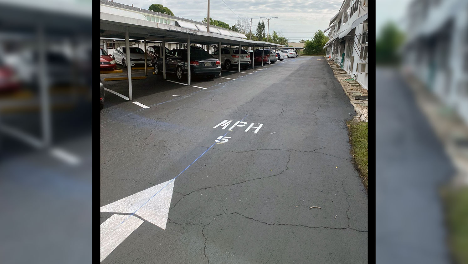 directional arrows in a parking lot