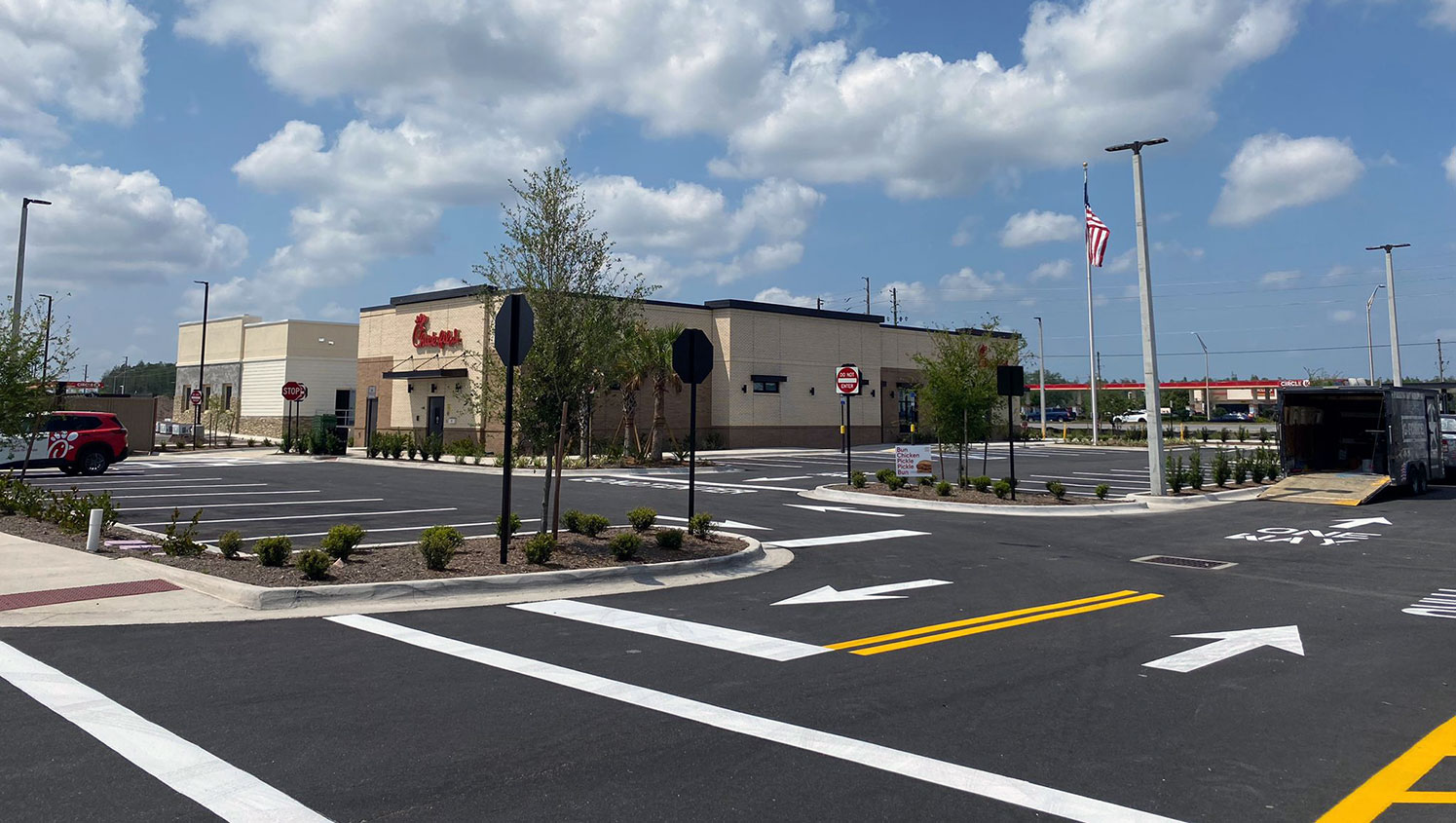 new parking lot markings for chick-fil-a