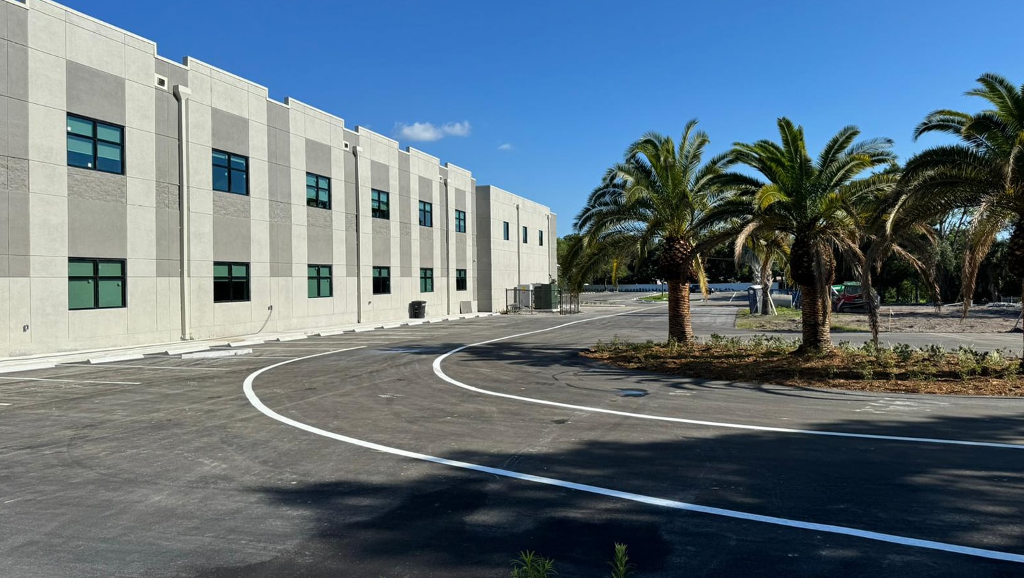 freshly painted parking lot for business in clearwater