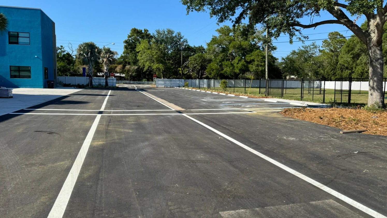 freshly painted parking lot lines for business