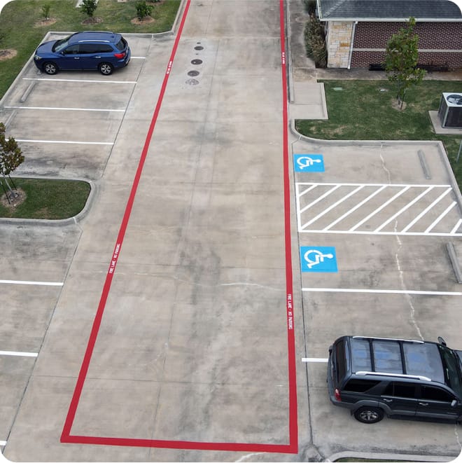 fire lane stripes in parking lot