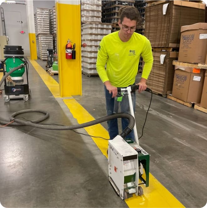 removal of warehouse floor markings