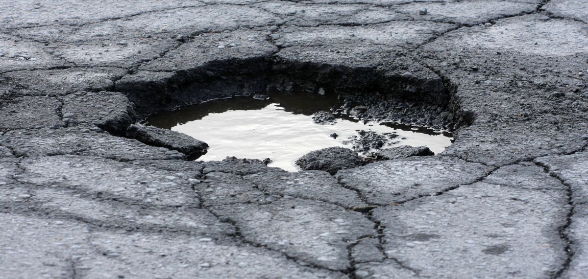 pothole in parking lot