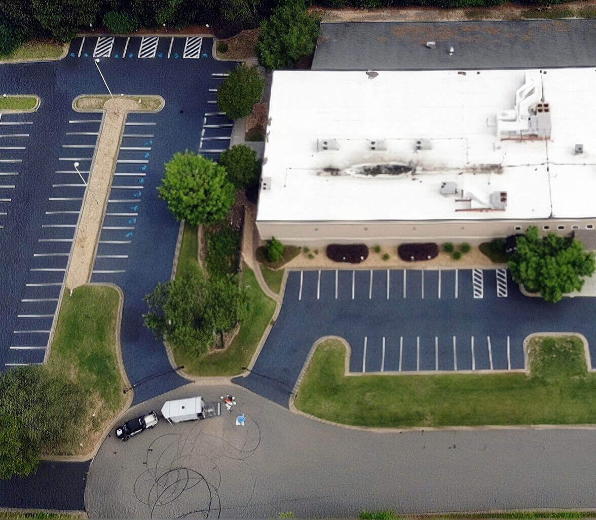 striped church parking lot