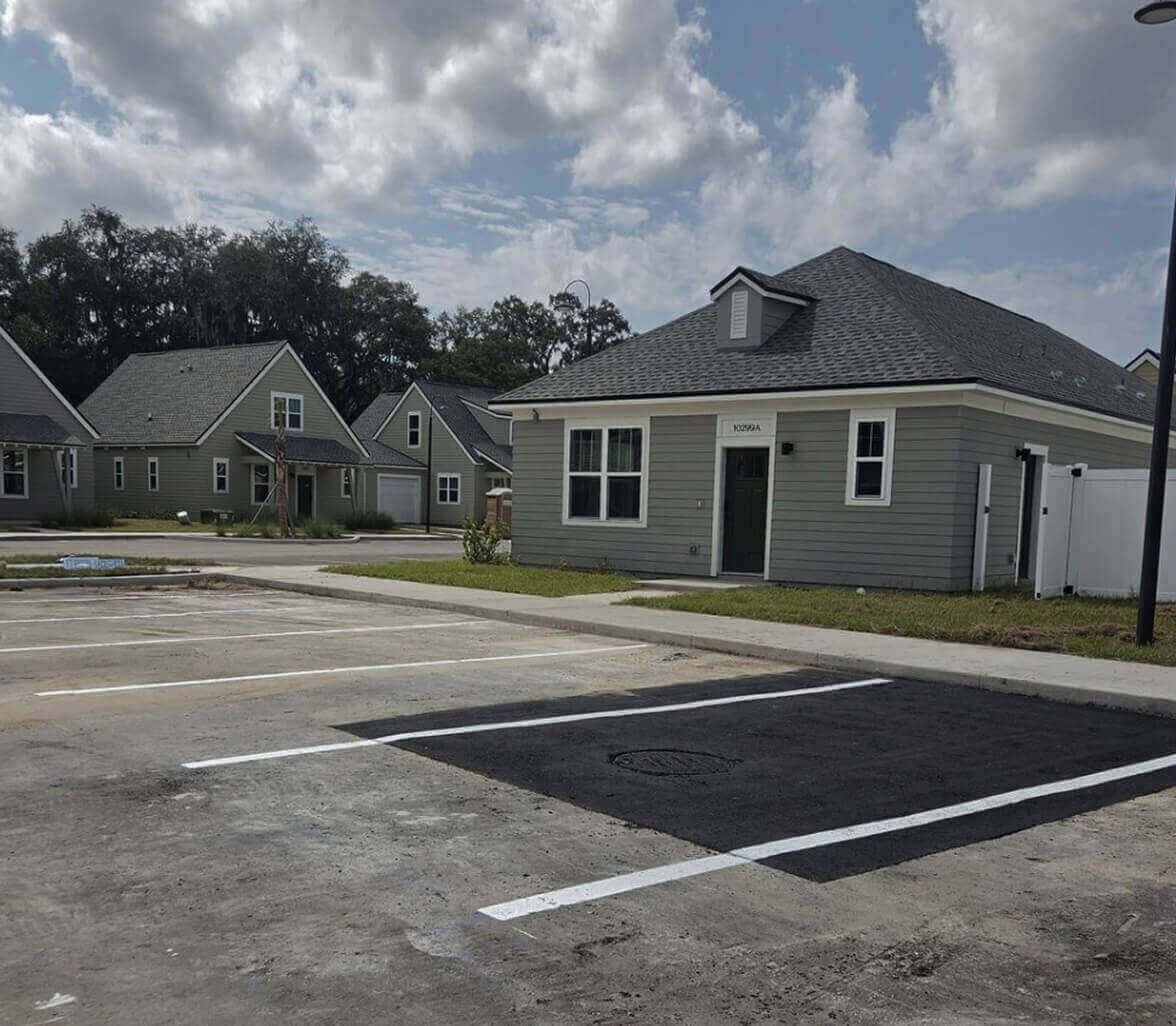 freshly striped property management parking lot
