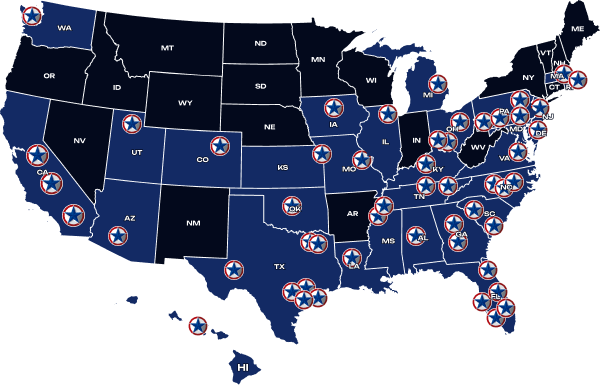 map of G-FORCE locations